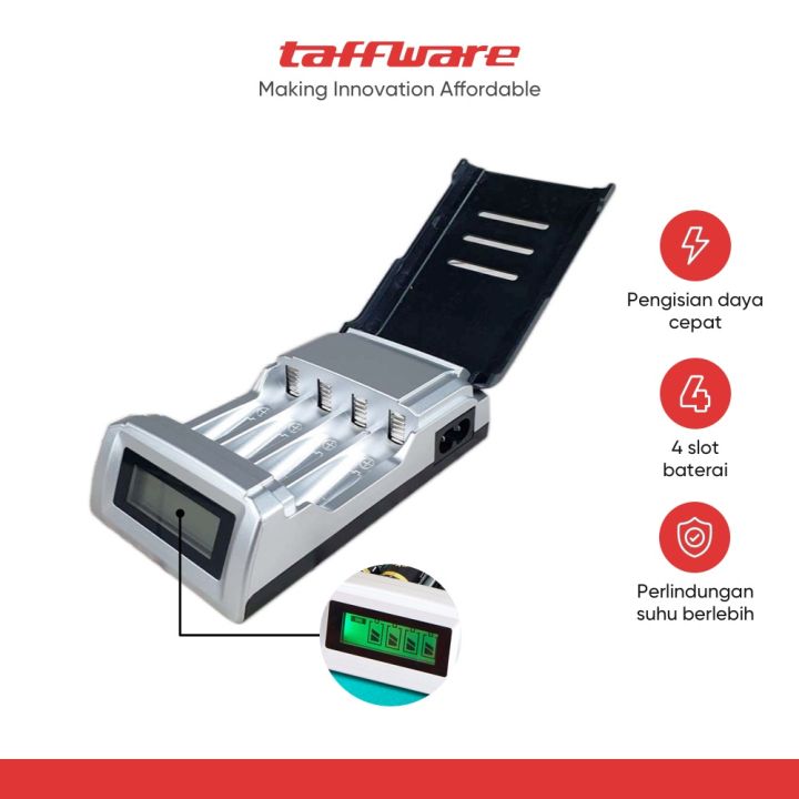 Taffware Smart Intelligent LCD 4 Slot for AA AAA NiMh dan Nicd Fast ...