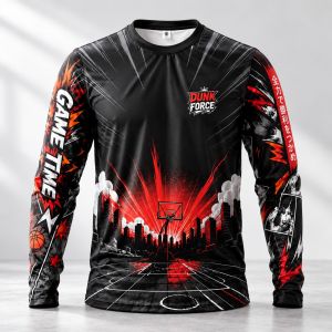 Mens Plus Size Basketball Graphic Long Sleeve Sports Jersey LA050