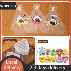 [COD] WHPHous Ship within 24 hours 50Pcs Cartoon For Triangle Rice Ball Packaging Bag Nori Onigiri Sushi Bag With 2 Onigiri Mold And 50 Stickers Sushi Making Mold