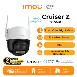 IMOU Cruiser Z 5+5MP Kamera Smart CCTV Wi-Fi 12x Mixed Zoom Human & Vehicle Detection IP66 Color Night Vision Garansi 2 Tahun