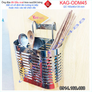 Ống đũa 2 ngăn bầu KAG-ODM45 kệ đựng đũa nhà bếp inox dập khuôn SUS304 sáng bóng thiết kế đẹp siêu bền sử dụng tốt