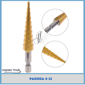 Mata Bor Pagoda 4-12 Besi Kerucut Cone Drill Hole Saw Kuningan Titanium Coated
