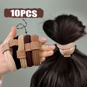 VV4K 10PCS Minimalist Hair Ring Strong Elastic No Seams Hair Hoop Durable Small Bear Hair Ropes Women Girl