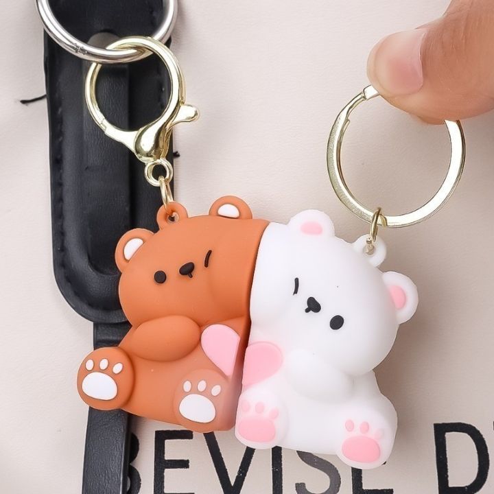 Cute Cartoon Love Teddy Bear Couple Magnetic Keychain Small