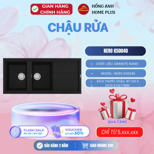 Chậu rửa bát đá Granite Nano NERO K50040 màu đen 2 hộc rộng rãi thiết kế dài 1160mm