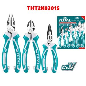 Bộ 3 kìm điện kìm cắt kìm mũi nhọn TOTAL | bộ kềm đa năng thép Cr-V chống gỉ siêu bền cứng tay cầm bọc cao su trợ lực 30% XTOOL