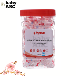 Núm Vú Pigeon Cổ Hẹp Silicon Núm Vú Trắng Tiêu Chuẩn Dùng Cho Bình Sữa Cổ Hẹp Bán 1 Hủ 24