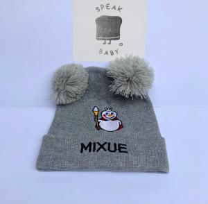 SpeakBaby.ID / Topi Kupluk Pompom Bordir Bayi karakter Mixue Lucu Kekinian
