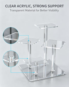 4 Tier Acrylic Display Riser Transparent Square Rack Blind Box Figure Jewelry Organizer Rak Akrilik 展示架 for POP MART Blind Box
