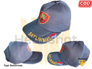 Topi Satlinmas Abu Jalamesh - Topi Linmas Bordir Kuning Satlinmas