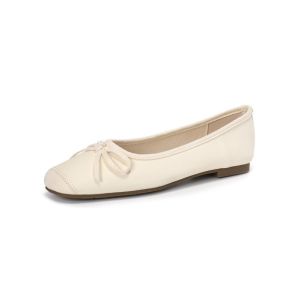 IELGY Round toe shallow bow flat ballet shoes silk single shoes women