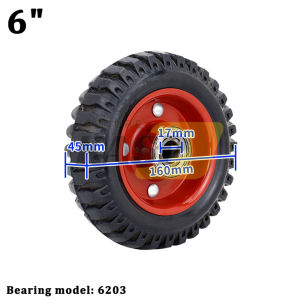 6 Inch Red Industrial Trolley Round Wheel Cart Wheels Heavy Duty Thickened Hubs Rubber Wheels 1pc
