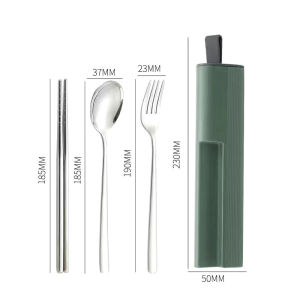 Portable Cutlery Set Chopsticks Fork Spoon with Storage Box Tableware Set Camping Travel Flatware Portable Tableware for Student Company Staff