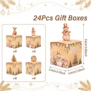 TEN 24-Pack 3D Christmas Gift Treat Box Table Ornament Paper Christmas Candy Box  Party Snack Box for Holiday Celebration