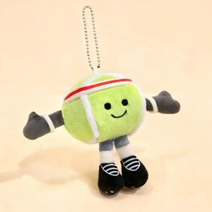 QINJUE Rugby Tennis Football Stuffed Toy Bag Charming Cute Basketball Pendant Keychain  Smiling Face Expression Golf Plush Doll Birthday Gifts
