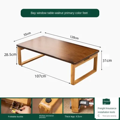 17vm Foldable Table Japanese Style Tatami Small Bay Window Coffee Low Foot Square Table Sitting On R8H2M