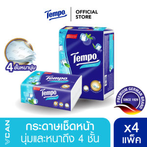 Tempo Softpack เทมโพ กระดาษเช็ดหน้า ทิชชู่ ไอซี่ เมนทอล ซอฟแพ็ค Pack4