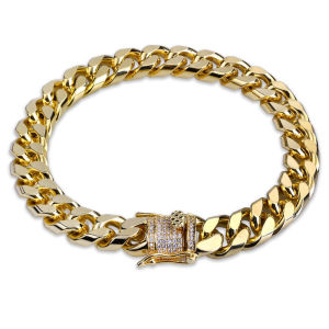New cross-border product hot-selling in Europe and America micro-inlaid zircon hip-hop bracelet 10mm Mens Jewelry Clasp Miami Cuban Chain