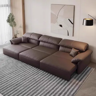 Elephant ears electric function sofa bed living room dual-use Italian minimalist expandable leather sofa