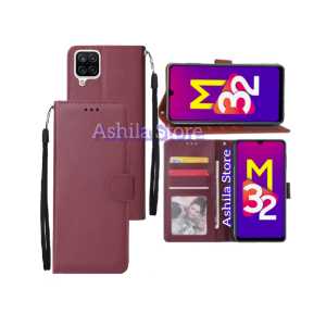Samsung Galaxy M32 Case / Casing Dompet  Flip Cover Leather Premium Sarung Buku HP Bisa Standing