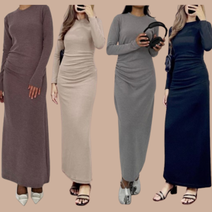 Baju Wanita Dress Panjang Bahan Knit Rajut / Dress Wanita Polos Model Press Fit Body / Dress Hitam Maxi Elegan / Long Dress Casual Basic Knit Korean Fashion (COD)