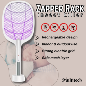 2 In 1 Electric Mosquito Racket UV Lamp USB Rechargeable 3000V Mosquito Swatter Killer Trap LED