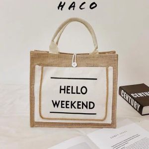 Túi Cói Đi Biển Túi cói đi du lịch Hello Weekend Hottrend❤️FREESHIP❤️