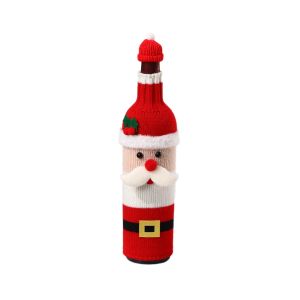 OOC Elk Wine Bottle Cover with Mini Santa Hat Knitted Holiday Decoration Wine Accessories Snowman Christmas Knitted Bottle Cover Christmas