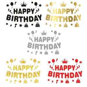 Happy Birthday Balloon Sticker for Party Favor Air Balloon Decoration DIY Color Red Black Gold Glitter