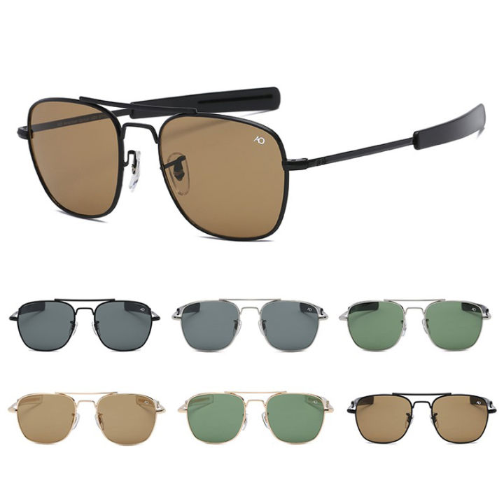 Aviation AO Sunglasses Men Luxury Brand Designer Sun Glasses for Male  American Army Military Optical Glass Lens