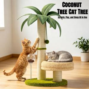 Cat Scratching Post for Kitten Cute Green Leaves Cat Scratching Posts with Sisal Rope Indoor Cats Posts Cat Tree Pet Products
