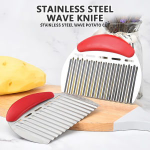 【Stainless Steel】French Fries Wave Knife Wooden Handle Potato Knife Cut Potato Shreds Wavy Slicer Knife