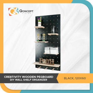 Qoncept Living Cre8tivity Wooden Pegboard DIY Wall Shelf Organizer