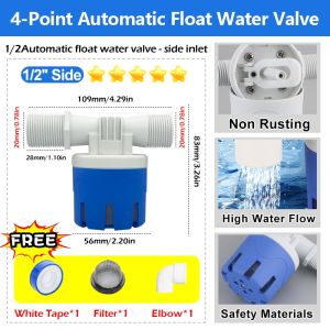 1/2 3/4" 1" Automatic Water Level Control Valve Water Float Valve Toilet Float Valve Top & Side Inlet Mount Inside