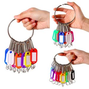 LUCHY WATCHES 10/20/30/40 Pieces With Number Plates Key Ring Plastic Transparent Window Key Tags Blank Paper Labels Metal Split Rings Key Chains Key Classification