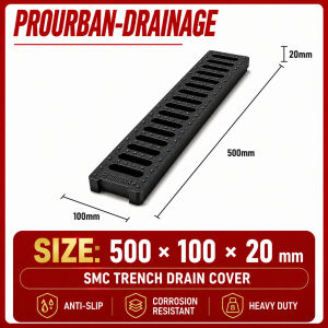 ProUrban Drain Cover Heavy Duty Resin Trench Drain Grate Outdoor Canal Cover 500mm Width 10-40cm