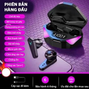 Tai Nghe Bluetooth Gaming Không Dây X15 TWS Bluetooth 5.1 Màn Hình Kĩ Thuật Số Âm Thanh HIFI Phiên Bản Mới Nhất 2025