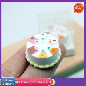 Graceful 1 12 Dollhouse Cartoon Cake With Clear Box Model Dollhouse Mini Simulation Dessert Decoration Dolls House Food Accessories