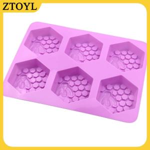 ZTOYL Khuôn silicon Xà phòng thủ công 3D khuôn silicon hình con ong 6 mảnh khuôn xà phòng thủ công Tự làm khuôn bánh tổ ong Tự làm