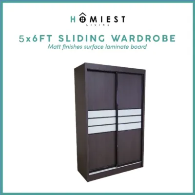 (Free Installation) Homiest / 4ft & 5ft Sliding Wardrobe / Particle Board / Wood Tone