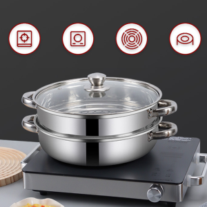 QME PANCI STEAMER KUKUS STAINLESS 2 TINGKAT / PANCI STEAMER  / PANCI STEAMER KUKUS STAINLESS STEEL 28CM