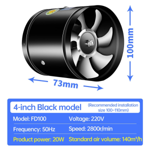 Exhaust Fan 4/6/8/10/12 Inch Inline Exhaust Fan Duc Air Ventilator All Metal 7 Leaves Oil Fume Duct Fan Window Exhaust Fan Industrial Window Exhaust Fan Mini Extractor Bathroom Toilet Wall Fan Duct Fan Low Noise