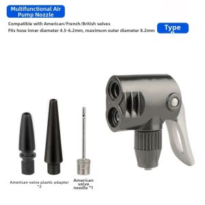 EVERIN 7 Styles Bicycle Hand Floor Pump Nozzle Adapter Black Plastic Schrader/Presta Dual Head Convertor  Inflator and Nozzle for MTB Road Bike