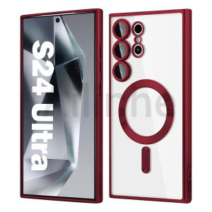 For Samsung Galaxy S24 S23 S22 S21 Note 20 Ultra S23 FE Electroplated With Magsafe Case Soft TPU Magnetic Lens Protection Film Phone Case