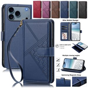 Flip Wallet Leather Casing For iPhone 18 Pro Max 17E 16E 17 16 Plus 15 14 13 12 Wrist Strap Card Slot Stand Cover