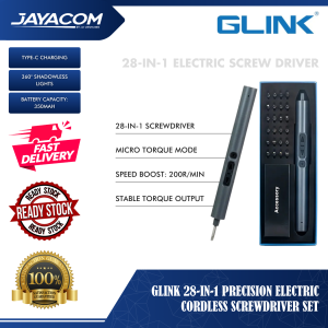 GLINK 28-In-1 Precision Electric Cordless Screwdriver Set – TL14BK (Rechargeable Battery / Type-C Charging / 200r/min)