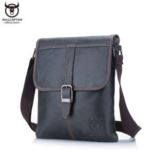 BULLCATAIN Leather Mens Messenger Bag Fashion Casual Shoulder Bag Business Versatile Outdoor Leather Bag