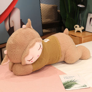 JOJO CASTLE 2025 Giant Cute Soft Lying Sheep Plush Toy Stuffed Animals Doll 80/100/130/160cm Cuddly Lamp   Cushion Pink Rabbits Hug Pillow Kids Christmas Gift