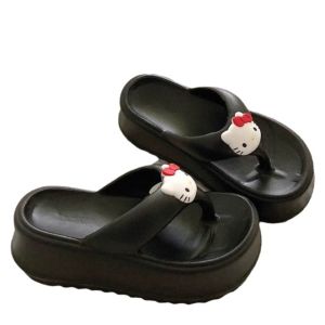 [Free Shipping] Cute KT Cat Flip-Flops for Women New Style Platform Thick-Soled Wedge Sandals for Beach and Outdoor Wear