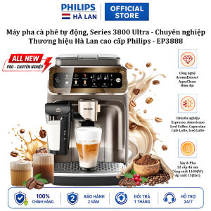 Máy pha cà phê tự động nóng và lạnh chuyên nghiệp Espresso Americano Iced Coffee Capuccino Cafe Latte Iced Latte thương hiệu Philips EP3888 Series 3800 Ultra - BH 2 NĂM